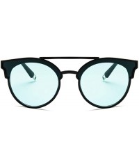 Round Women Fashion Round Cat Eye Sunglasses with Case UV400 Protection Beach - Black Frame/Green Lens - C818WTTOADR $38.60