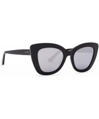 Aviator Eyewear - Raven - Designer Cat Eye Sunglasses for Women - 100% UVA/UVB - Black + Grey Flash - CF197XR6ZIN $40.60