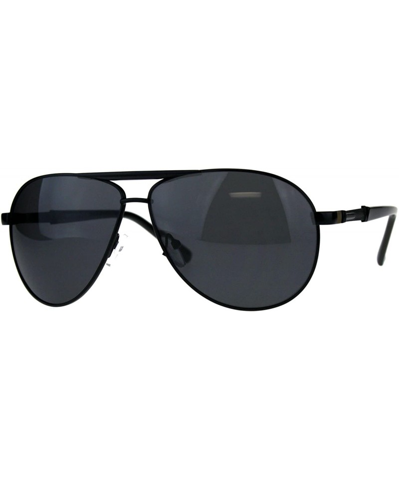 Aviator Mens Aviator Sunglasses Designer Style Aviators Spring Hinge UV 400 - Black - CL18GUU6A6H $13.60