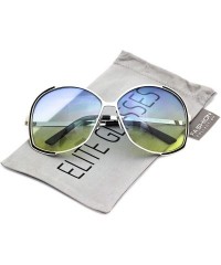 Oval Oversized Oval Metal Frame Stylish Mens Womens Gradient Lens Fashion Sunglasses - CY182RXAI9H $11.39