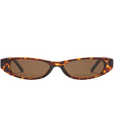 Goggle Vintage Small Sunglasses Fashion Narrow Oval Frame eyewea for neutral - Leopard - CA18DTU9RIR $10.88