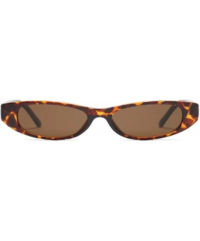Goggle Vintage Small Sunglasses Fashion Narrow Oval Frame eyewea for neutral - Leopard - CA18DTU9RIR $18.47