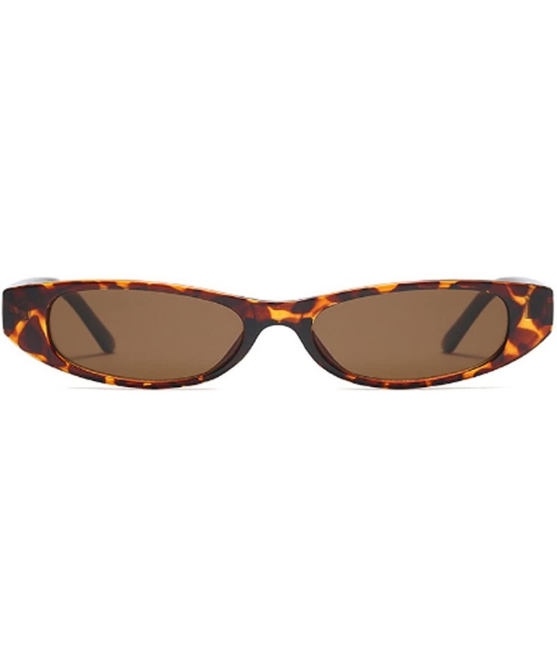 Goggle Vintage Small Sunglasses Fashion Narrow Oval Frame eyewea for neutral - Leopard - CA18DTU9RIR $10.88