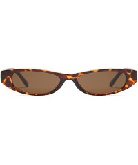 Goggle Vintage Small Sunglasses Fashion Narrow Oval Frame eyewea for neutral - Leopard - CA18DTU9RIR $10.88