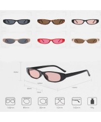 Goggle Vintage Small Sunglasses Fashion Narrow Oval Frame eyewea for neutral - Leopard - CA18DTU9RIR $10.88