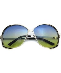 Oval Oversized Oval Metal Frame Stylish Mens Womens Gradient Lens Fashion Sunglasses - CY182RXAI9H $11.39