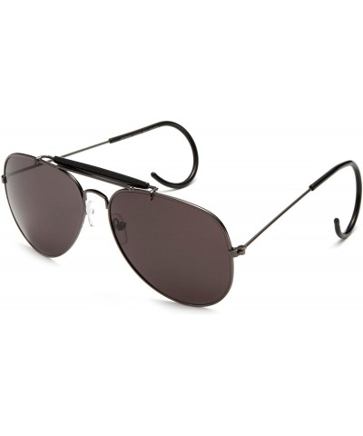 Round Timeless Classic Aviator Sunglasses with Brow Bar and Cable Wired Temple - Gunmetal/Smoke - CA12J6U5BA9 $7.80