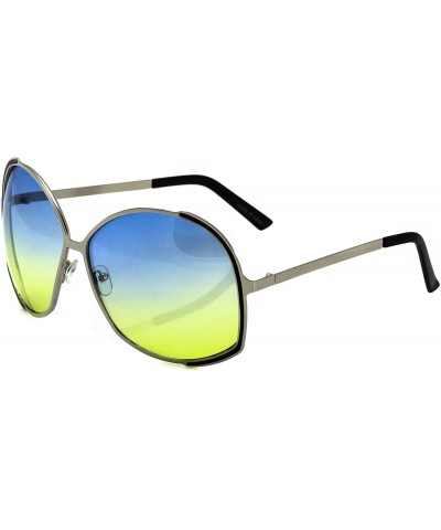 Oval Oversized Oval Metal Frame Stylish Mens Womens Gradient Lens Fashion Sunglasses - CY182RXAI9H $11.39