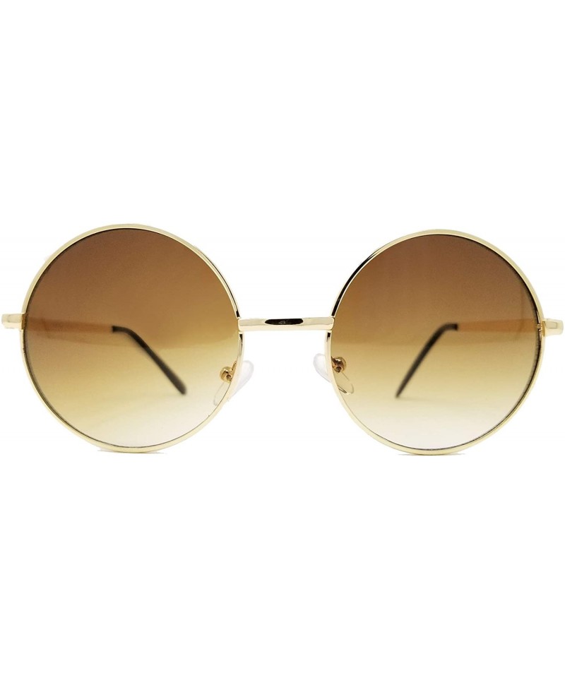 Round Retro Hippie Round Lennon style Color lens IL1014 - Gold/ Brown - CI18L7TN3AC $15.74