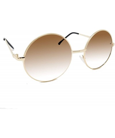 Round Retro Hippie Round Lennon style Color lens IL1014 - Gold/ Brown - CI18L7TN3AC $15.74