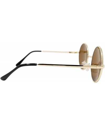 Round Retro Hippie Round Lennon style Color lens IL1014 - Gold/ Brown - CI18L7TN3AC $15.74