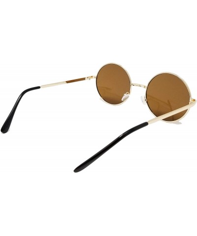 Round Retro Hippie Round Lennon style Color lens IL1014 - Gold/ Brown - CI18L7TN3AC $15.74