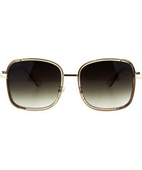 Square Glitter Side Cover Sunglasses Womens Chic Square Double Frame UV 400 - Beige (Brown) - C718QIX24I8 $8.98