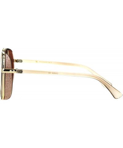 Square Glitter Side Cover Sunglasses Womens Chic Square Double Frame UV 400 - Beige (Brown) - C718QIX24I8 $8.98