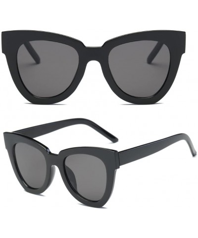 Cat Eye Women Fashion Retro Cat Eye Sunglasses Designer Square Frame Eyeglass Shades (BKGY) - BKGY - CH18XGHDSKX $18.82