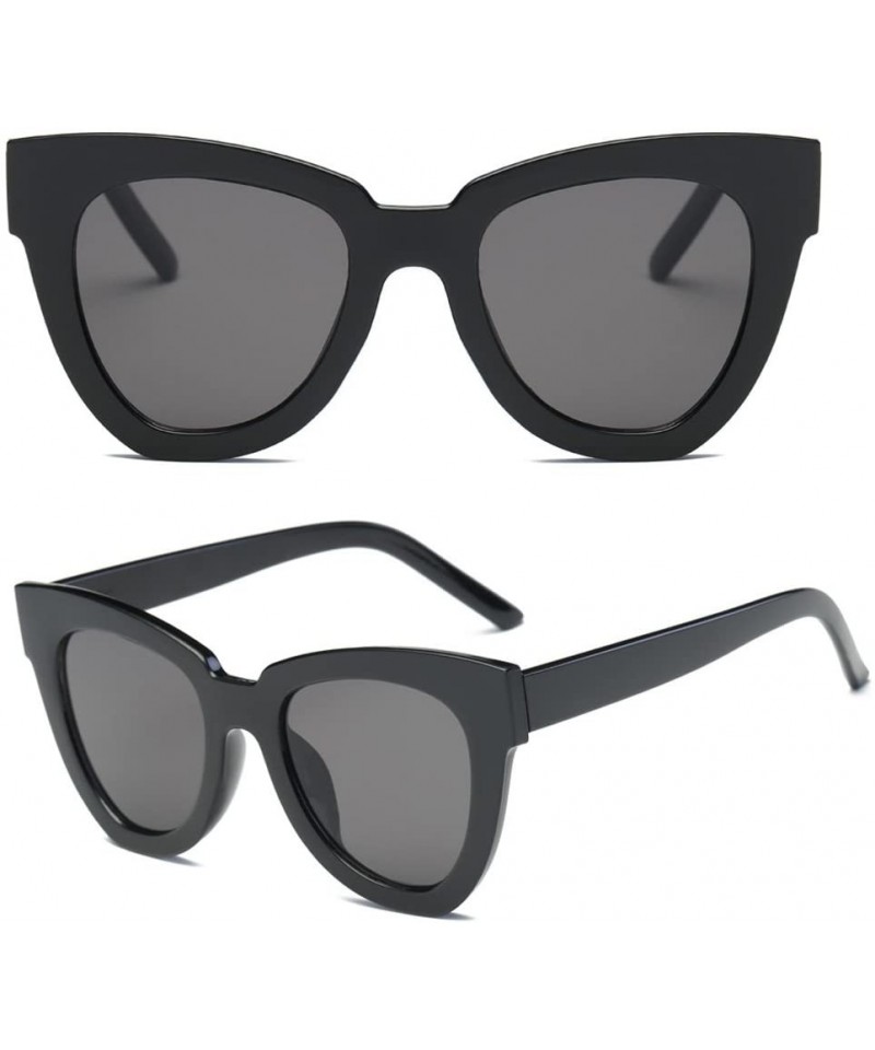 Cat Eye Women Fashion Retro Cat Eye Sunglasses Designer Square Frame Eyeglass Shades (BKGY) - BKGY - CH18XGHDSKX $18.33