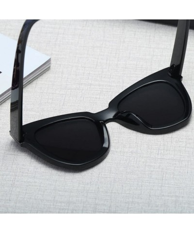 Cat Eye Women Fashion Retro Cat Eye Sunglasses Designer Square Frame Eyeglass Shades (BKGY) - BKGY - CH18XGHDSKX $8.07