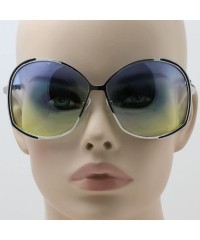 Oval Oversized Oval Metal Frame Stylish Mens Womens Gradient Lens Fashion Sunglasses - CY182RXAI9H $18.32