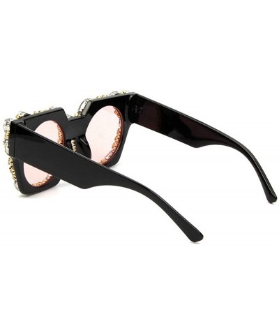 Square Fashion Luxury Rhinestones Crystal Trend Big Box Sunglasses Ladies Party Sunglasses UV protection - Pink - C818Y699TH5...