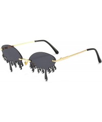 Rimless Fashion Rimless Bling Diamond Sunglasses Women New Vintage Unique Tears Shape Sunglasses Female Shades UV400 - CG198G...