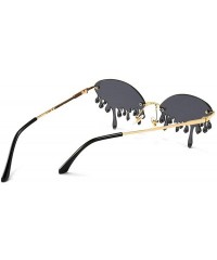 Rimless Fashion Rimless Bling Diamond Sunglasses Women New Vintage Unique Tears Shape Sunglasses Female Shades UV400 - CG198G...