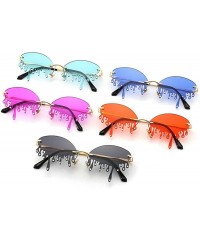 Rimless Fashion Rimless Bling Diamond Sunglasses Women New Vintage Unique Tears Shape Sunglasses Female Shades UV400 - CG198G...