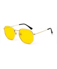Square Vintage Gold Sunglasses Men Square Metal Frame Silver Brown Black Small Sun Glasses Female Unisex Summer Style - C0197...