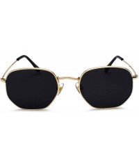 Square Vintage Gold Sunglasses Men Square Metal Frame Silver Brown Black Small Sun Glasses Female Unisex Summer Style - C0197...