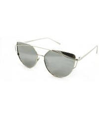 Rectangular "Clarkson" Geometric Ultra Premium Brushed Aluminum Flash Sunglasses - Silver/Mirror - CV12K7SUE9X $17.59