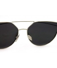 Rectangular "Clarkson" Geometric Ultra Premium Brushed Aluminum Flash Sunglasses - Silver/Mirror - CV12K7SUE9X $17.59