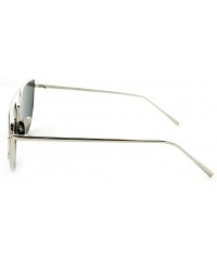 Rectangular "Clarkson" Geometric Ultra Premium Brushed Aluminum Flash Sunglasses - Silver/Mirror - CV12K7SUE9X $17.59
