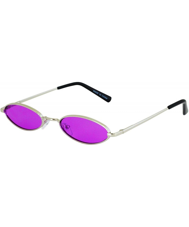 Oval Small Tiny Oval Vintage Sunglasses for Women Metal Frames Designer Gothic Glasses - Purple - C718UCC3Z2H $8.86
