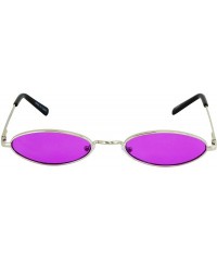 Oval Small Tiny Oval Vintage Sunglasses for Women Metal Frames Designer Gothic Glasses - Purple - C718UCC3Z2H $8.86