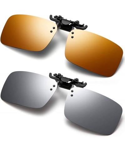 Rectangular Polarized Sunglasses Anti Glare Fishing Prescription - Orange + Silver - CQ18WL48903 $17.50