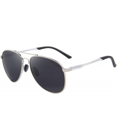 Oval Mens Polarized Aviation Super light Flexible Frame Sunglasses S8716 - Silver - CH12JRWB9TT $40.41