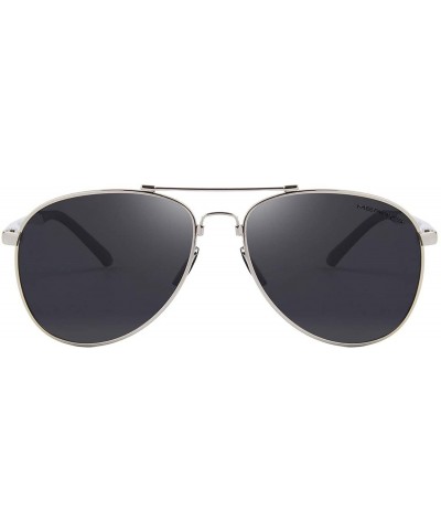 Oval Mens Polarized Aviation Super light Flexible Frame Sunglasses S8716 - Silver - CH12JRWB9TT $34.12