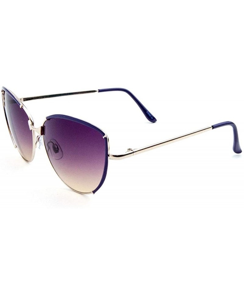 Cat Eye Oceanic Color Edge Rim Retro Cat Eye Sunglasses - Purple - C61903U05QI $12.19