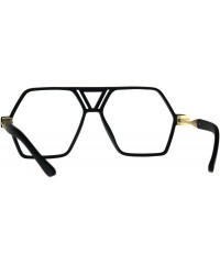 Oversized Hexagon Shape Clear Lens Glasses Unisex Oversized Flat Top Fashion Frame - Matte Black - C4180YH6AZH $11.17