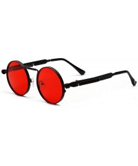 Round metal round retro punk sunglasses male spring legs hip hop women's sunglasses UV400 - Red - CU1925T8O62 $13.07