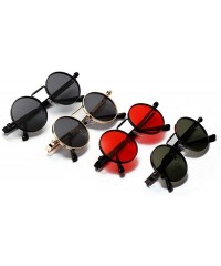 Round metal round retro punk sunglasses male spring legs hip hop women's sunglasses UV400 - Red - CU1925T8O62 $13.07