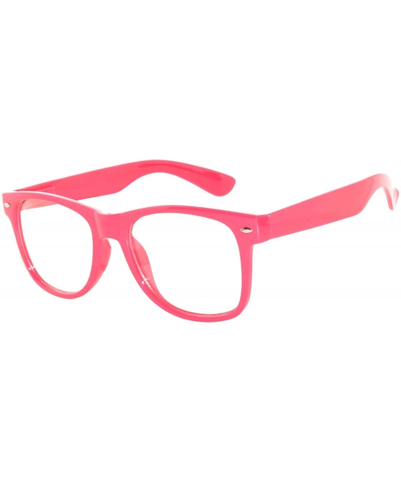 Wayfarer Retro Style Classic Vintage OWL Sunglasses Clear Lens Colored Frame - Pink Dark - CL11NCHIBHT $10.23