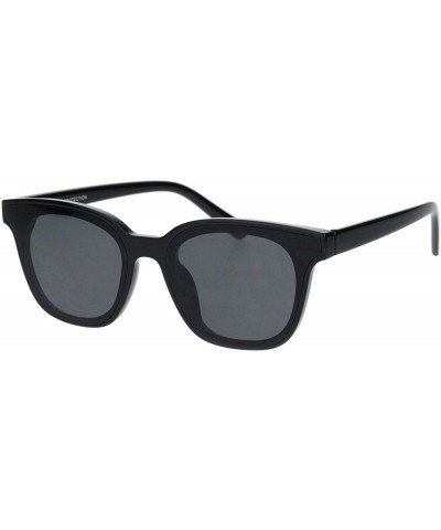 Square Womens Square Horn Rim Sunglasses Chic Designer Style Fashion Shades UV400 - Black (Black) - CH18T3OTNSK $12.49