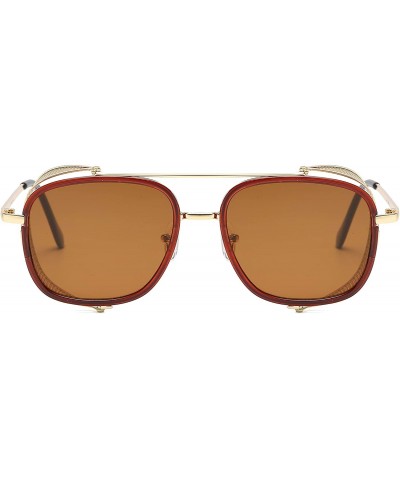 Aviator Square Aviator Sunglasses with Side Shield Vintage Sunglasses for Men UV400 VL9519 - C8194TSGIYG $18.69