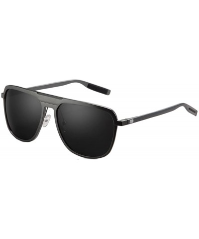 Oval Square Polarized Aluminum Sunglasses Designer Classic For Men Driving - Gunmetal Frame/Smoke Lens - CX18DUL6C2C $9.45