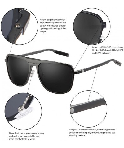 Oval Square Polarized Aluminum Sunglasses Designer Classic For Men Driving - Gunmetal Frame/Smoke Lens - CX18DUL6C2C $9.45