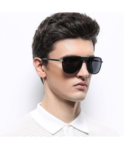 Oval Square Polarized Aluminum Sunglasses Designer Classic For Men Driving - Gunmetal Frame/Smoke Lens - CX18DUL6C2C $9.45