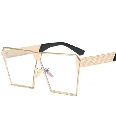 Square Fashion Designer Women Sunglasses Oversized Flat Top Square Frame Metal Gradient Lens - C - C418QHE69HR $8.59