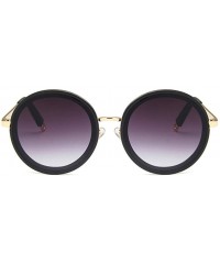 Round Unisex Sunglasses Retro Bright Black Grey Drive Holiday Round Non-Polarized UV400 - Bright Black Light Grey - CG18RLU23...