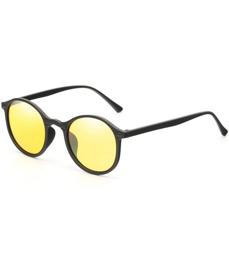 Oval Night Vision Polarized Sunglasses Men Women Small Round Goggles Sun Glasses Driver Driving UV400 Eyewear - Yellow - CZ19...