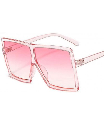 Square Vintage Oversizd Sunglasses Women Square Sunglasses Transparent Pink Blue Frame Sun Glasses Fashion Shades - CW18U9YWK...